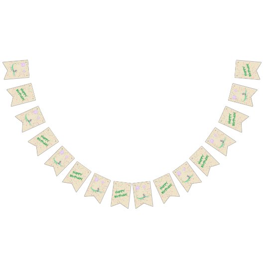 紙吹雪パーティーワニ緑ベージュ バンティングフラッグ (全)