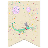 紙吹雪パーティーワニ緑ベージュ バンティングフラッグ (第1の旗)