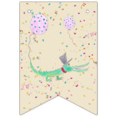 紙吹雪パーティーワニ緑ベージュ バンティングフラッグ (第3の旗)