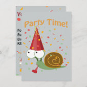 紙吹雪パーティー時間！カタツムリ 招待状 (正面/裏面)