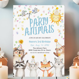 紙吹雪パーティー森林動物パーティー帽子誕生日 招待状