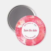 紙吹雪ピンクの水の色の抽象芸術日付を保存 マグネット (正面/裏面)