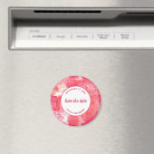 紙吹雪ピンクの水の色の抽象芸術日付を保存 マグネット (インサイチュ (食洗機))