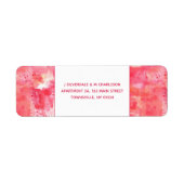 紙吹雪ピンクウォーターカラー抽象芸術差出人住所 ラベル (正面)