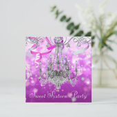 紙吹雪ピンクパープルシャンデリアSweet sixteen 招待状 (スタンド正面)