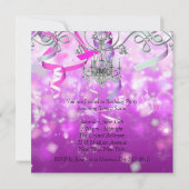 紙吹雪ピンクパープルシャンデリアSweet sixteen 招待状 (裏面)