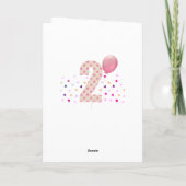 紙吹雪ピンク水玉模様ハッピーセカンドバースデー カード (裏面)