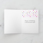 紙吹雪ピンク水玉模様ハッピーセカンドバースデー カード (内部)