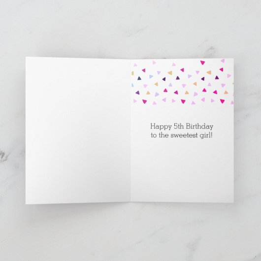 紙吹雪ピンク水玉模様第5誕生日 カード (内部)