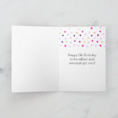 紙吹雪ピンク水玉模様第6誕生日 カード (内部)