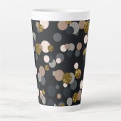 紙吹雪ピーチ、メープル、グレーと金ゴールドグリッター カフェラテマグ (正面)