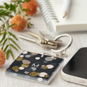 紙吹雪ピーチ、メープル、グレーと金ゴールドグリッター キーホルダー (正面右)