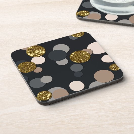 紙吹雪ピーチ、メープル、グレーと金ゴールドグリッター コースター (左側)