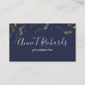 紙吹雪フェイク(金ゴールドドット)手書き名青 名刺 (正面)