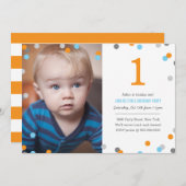 紙吹雪フォト誕生日 招待状 (正面/裏面)