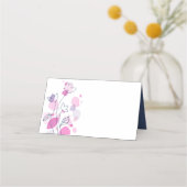 紙吹雪フラワーネイビー結婚ピンク座席表 プレイスカード (裏面)