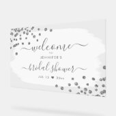 紙吹雪ブライダルシャワーウェルカムシルバーホワイト アクリルサイン (傾斜)