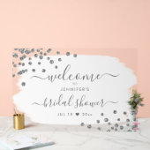 紙吹雪ブライダルシャワーウェルカムシルバーホワイト アクリルサイン (ウェディング)