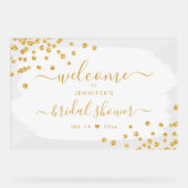 紙吹雪ブライダルシャワーウェルカム金ゴールド白絵を描色 アクリルサイン (正面)