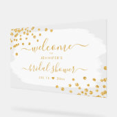 紙吹雪ブライダルシャワーウェルカム金ゴールド白絵を描色 アクリルサイン (傾斜)