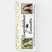 紙吹雪ブラシスクリプトその後と今の写真の卒業 横断幕 (縦)