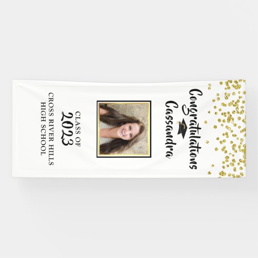 紙吹雪ブラシスクリプト写真卒業ドア 横断幕 (横)