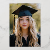 紙吹雪ブルゴーニュ金ゴールド写真卒業パーティー 箔招待状 (裏面)