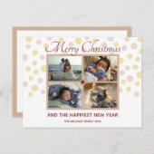 紙吹雪ブルゴーニュTanかわいい4写真クリスマス ポストカード (正面/裏面)