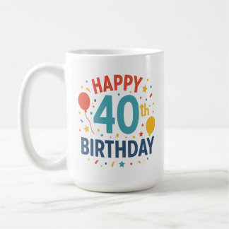 紙吹雪ポップ・アートの：ハッピー40歳の誕生日マグカップ コーヒーマグカップ