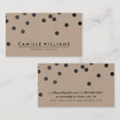 紙吹雪モダンかわいい水玉模様模様ブラッククラフト 名刺 (正面/裏面)