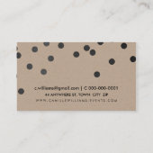 紙吹雪モダンかわいい水玉模様模様ブラッククラフト 名刺 (裏面)