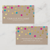 紙吹雪モダンかわいい金ゴールドピンクブルークラフト 名刺 (正面/裏面)