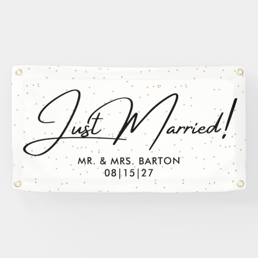 紙吹雪モダンたった今結婚しましたカーバナー 横断幕 (横)