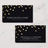 紙吹雪モダンクールドットパターン金ゴールドフォイルブラック 名刺 (正面/裏面)