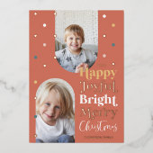 紙吹雪モダンハッピー明るい2フォトアーチ 箔シーズンカード (正面)