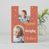 紙吹雪モダンハッピー明るい2フォトアーチ 箔シーズンカード (立ち正面)