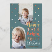 紙吹雪モダンハッピー明るい2フォトアーチ 箔シーズンカード (正面)