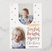 紙吹雪モダンハッピー明るい2フォトアーチ 箔シーズンカード (正面)