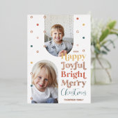 紙吹雪モダンハッピー明るい2フォトアーチ 箔シーズンカード (立ち正面)