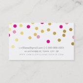 紙吹雪モダン可愛いスポットパターン金ゴールドかわいらしピンク 名刺 (裏面)