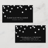 紙吹雪モダン可愛いドットパターン白黒白 名刺 (正面/裏面)