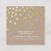紙吹雪モダン可愛いドットパターン金ゴールド箔クラフト スクエア名刺 (裏面)