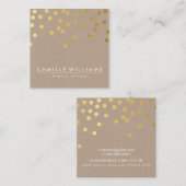 紙吹雪モダン可愛いドットパターン金ゴールド箔クラフト スクエア名刺 (正面/裏面)