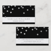 紙吹雪モダン可愛い網模様シルバーブラック 名刺 (正面/裏面)