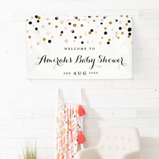 紙吹雪モダン水玉模様ベビーシャワーバナー 横断幕 (インサイチュ)