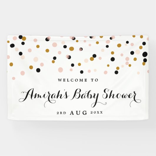 紙吹雪モダン水玉模様ベビーシャワーバナー 横断幕 (横)
