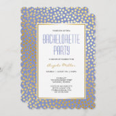 紙吹雪モダン水玉模様ラベンダーと金ゴールド 招待状 (正面/裏面)