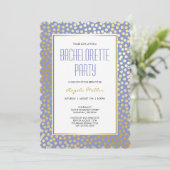 紙吹雪モダン水玉模様ラベンダーと金ゴールド 招待状 (スタンド正面)