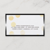 紙吹雪モダン金ゴールドドットとブラックメタルフレーム 名刺 (裏面)