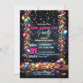 紙吹雪リボン大晦日パーティー 招待状 (正面)